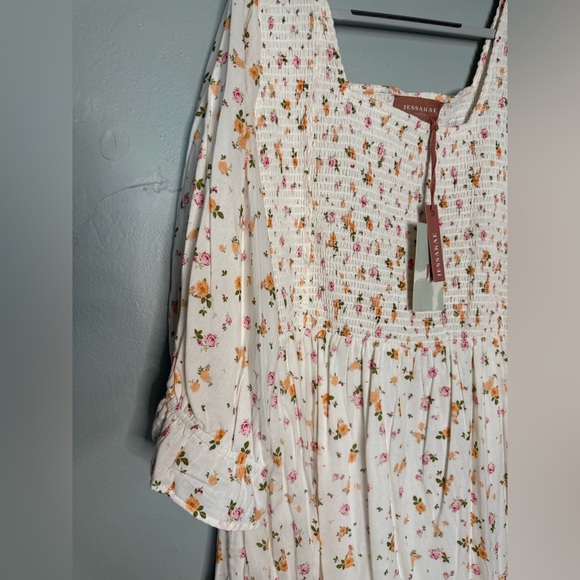 NWT Jessakae Cottagecore Long Sleeve Smocked Floral Tiers Colonial Maxi Dress - Picture 7 of 8